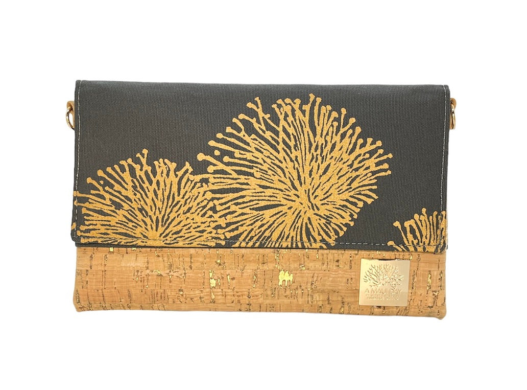 Ohia Lehua Handprinted Foldover Clutch
