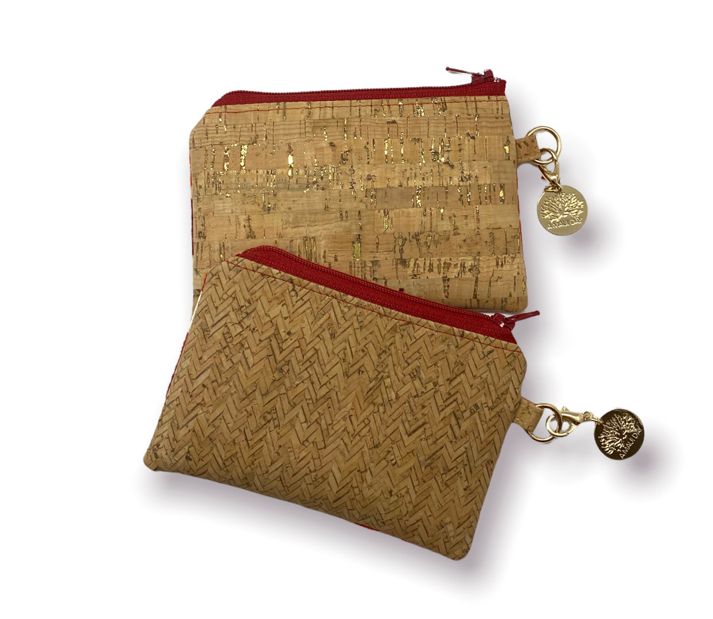 Vintage Mini Keychain Pouch Red Florals