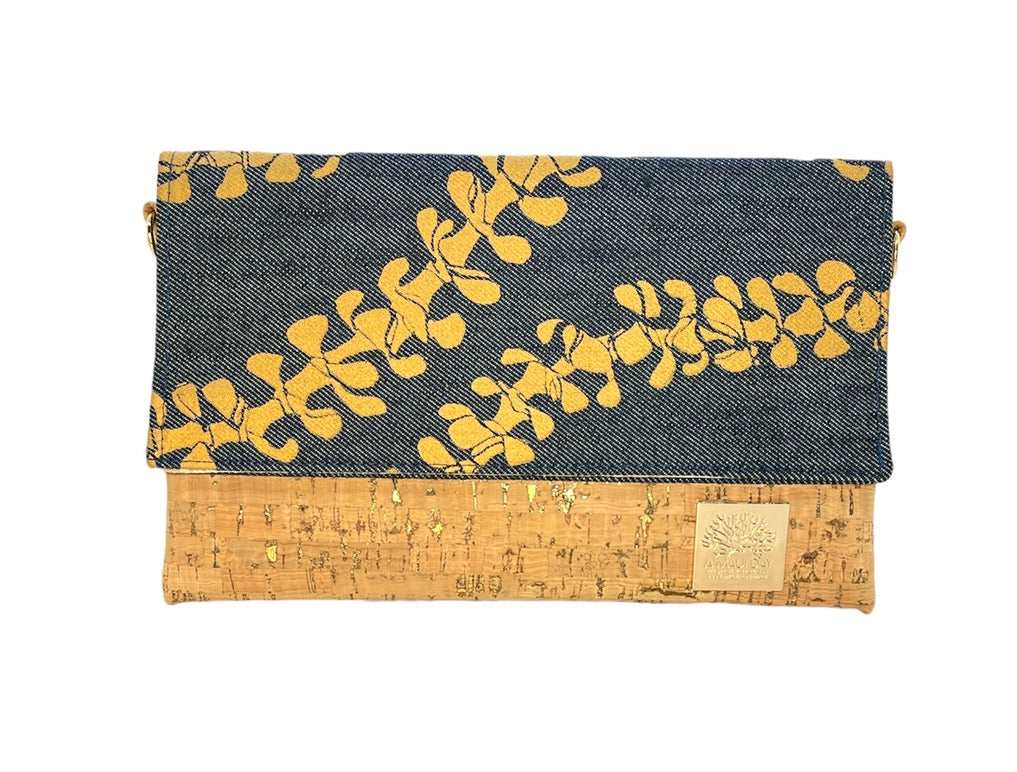 Puakenikeni Lei Handprinted Foldover Clutch