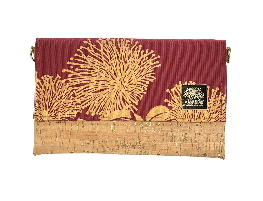 Ohia Lehua Handprinted Foldover Clutch