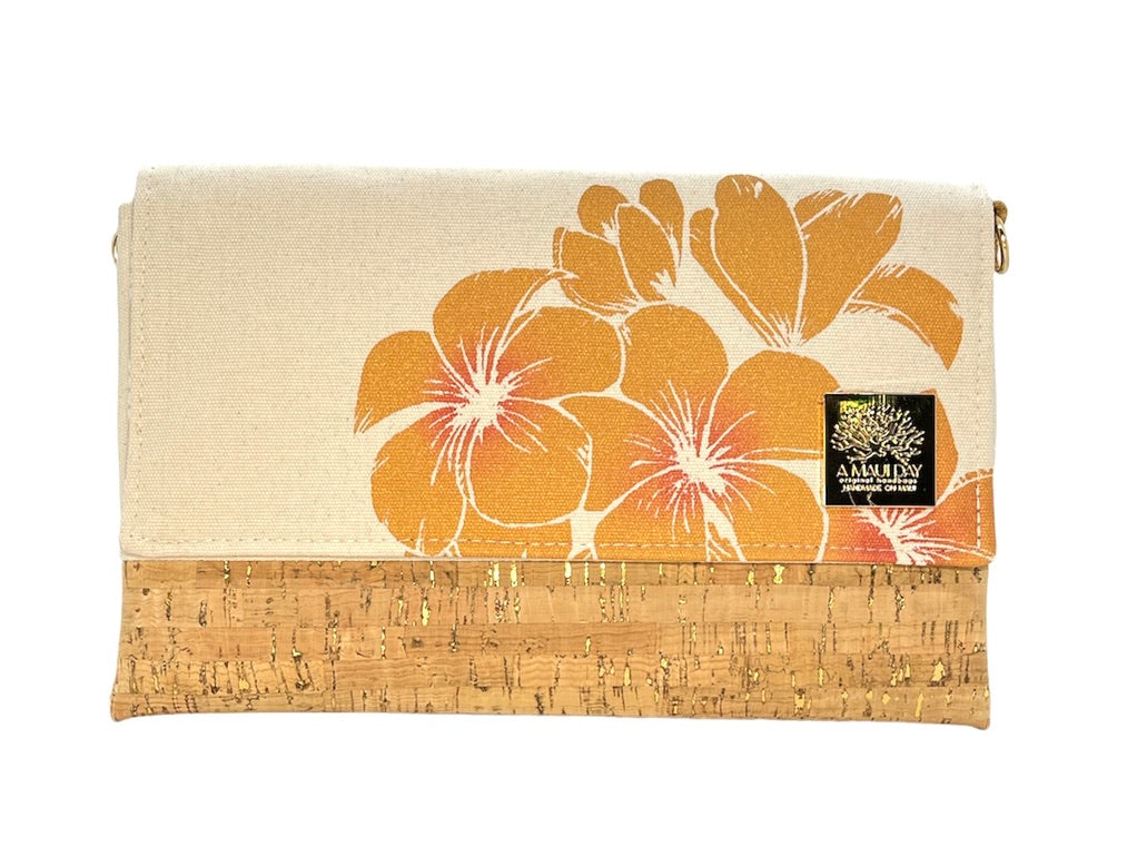 Plumeria Handprinted Foldover Clutch