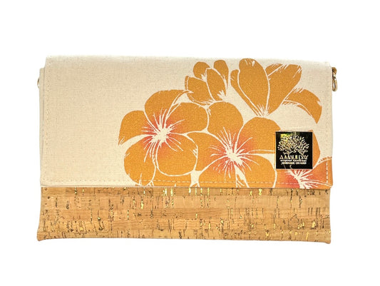 Plumeria Handprinted Foldover Clutch