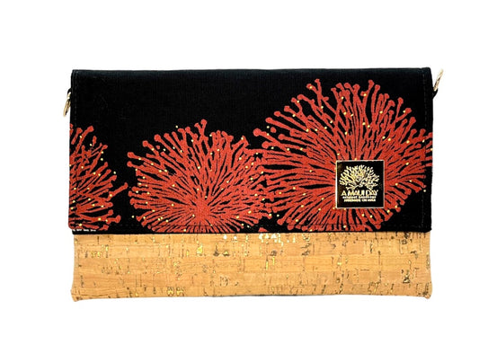 Ohia Lehua Handprinted Foldover Clutch