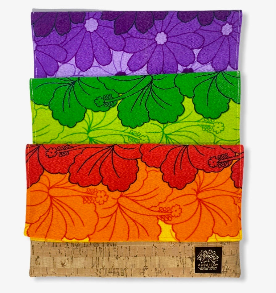 Vintage Green Hibiscus Lei Foldover Clutch