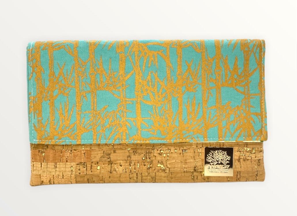 Bamboo Handprinted Foldover Clutch