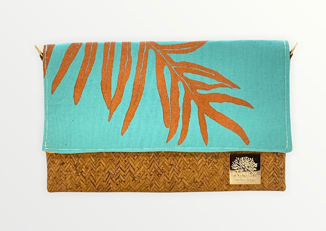 Lauae Handprinted Foldover Clutch