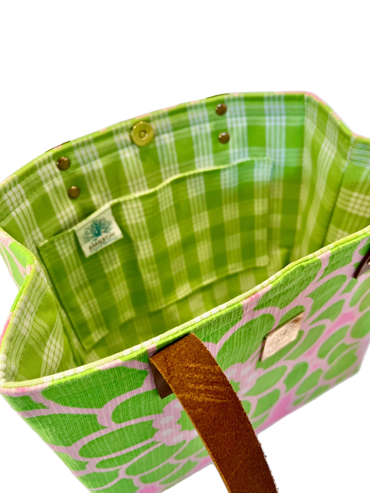 NEW Vintage Tote - Bright Green and Pink