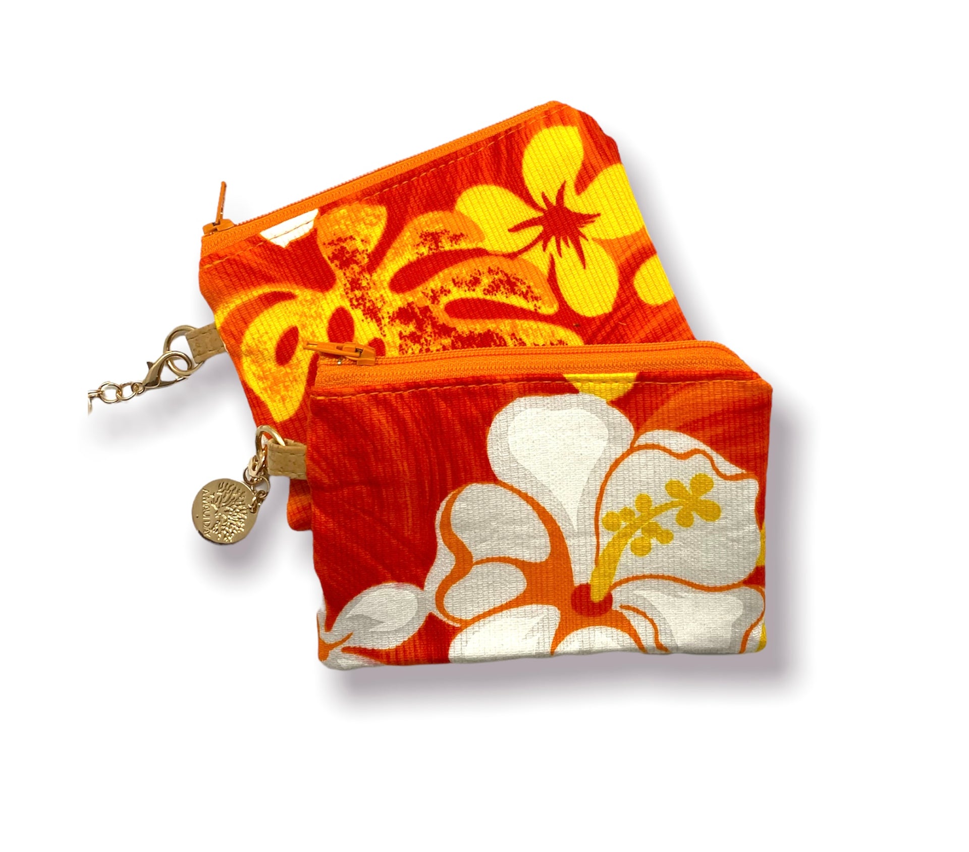 Vintage Mini Keychain Pouch Sunset Hibiscus