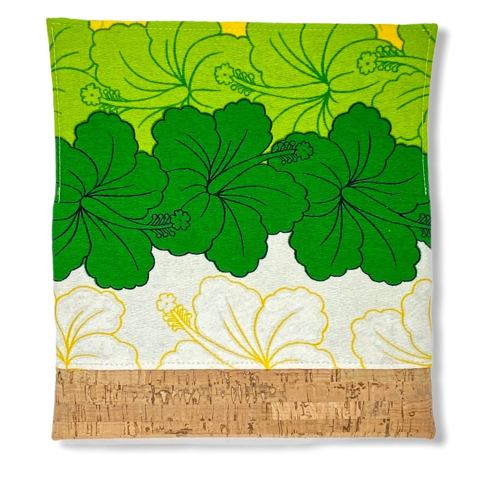 Vintage Green Hibiscus Lei Foldover Clutch